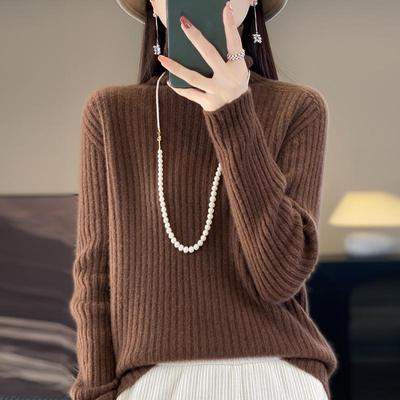Damen Kaschmirpullover Qinghe Kaschmir 30% Kaschmir 70% Wolle Herbst- und Winterpullover warm und modisch