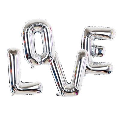 4pcs/set 32 Inch Silver Love Letter Aluminum Film Balloon Wedding Bridal Shower Anniversary Decor