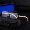 Retro Sunglasses Men'S Imitation Wood Grain Glasses Legs Sunglasses Personalized Rimless Design Glasses Sunglasses
