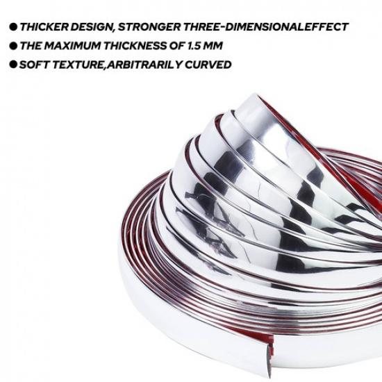 5M*(0.6Cm-2.5)Cm Chrome Trim Molding Strip Car Door Window Bumper Side Protector