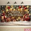 2D Cozy Christmas Wood Backdrop with Gifts & Fairy Lights Party Prop