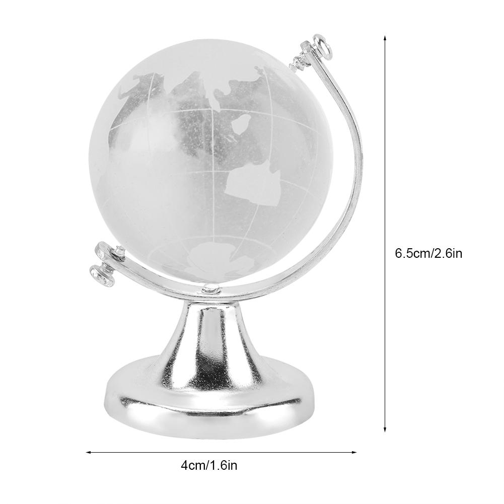 Round Earth Globe World Map Crystal Glass Ball Sphere Home Office Decor Gift (Silver)