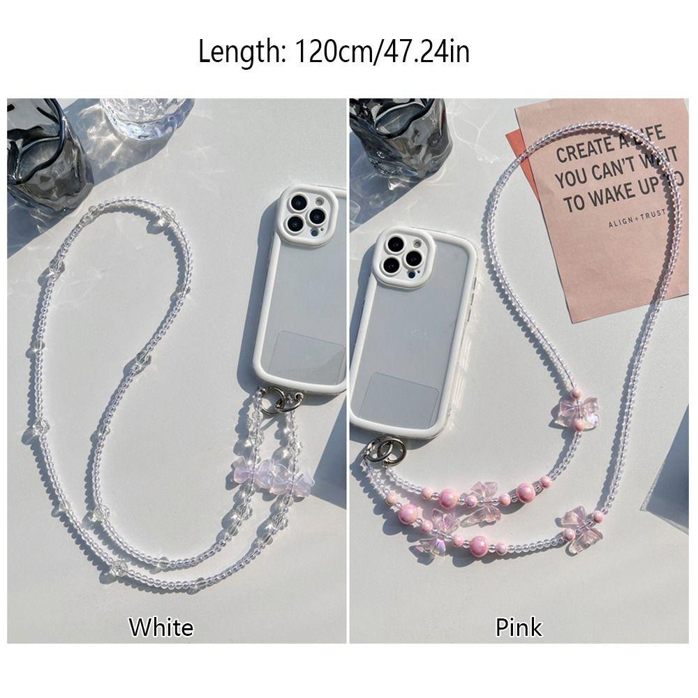 Cute Bowknot Beaded Bowknot Phone Strap Anti-lost Universal Beaded Phone Lanyard Hanging Decoration Wallet Chain Phone