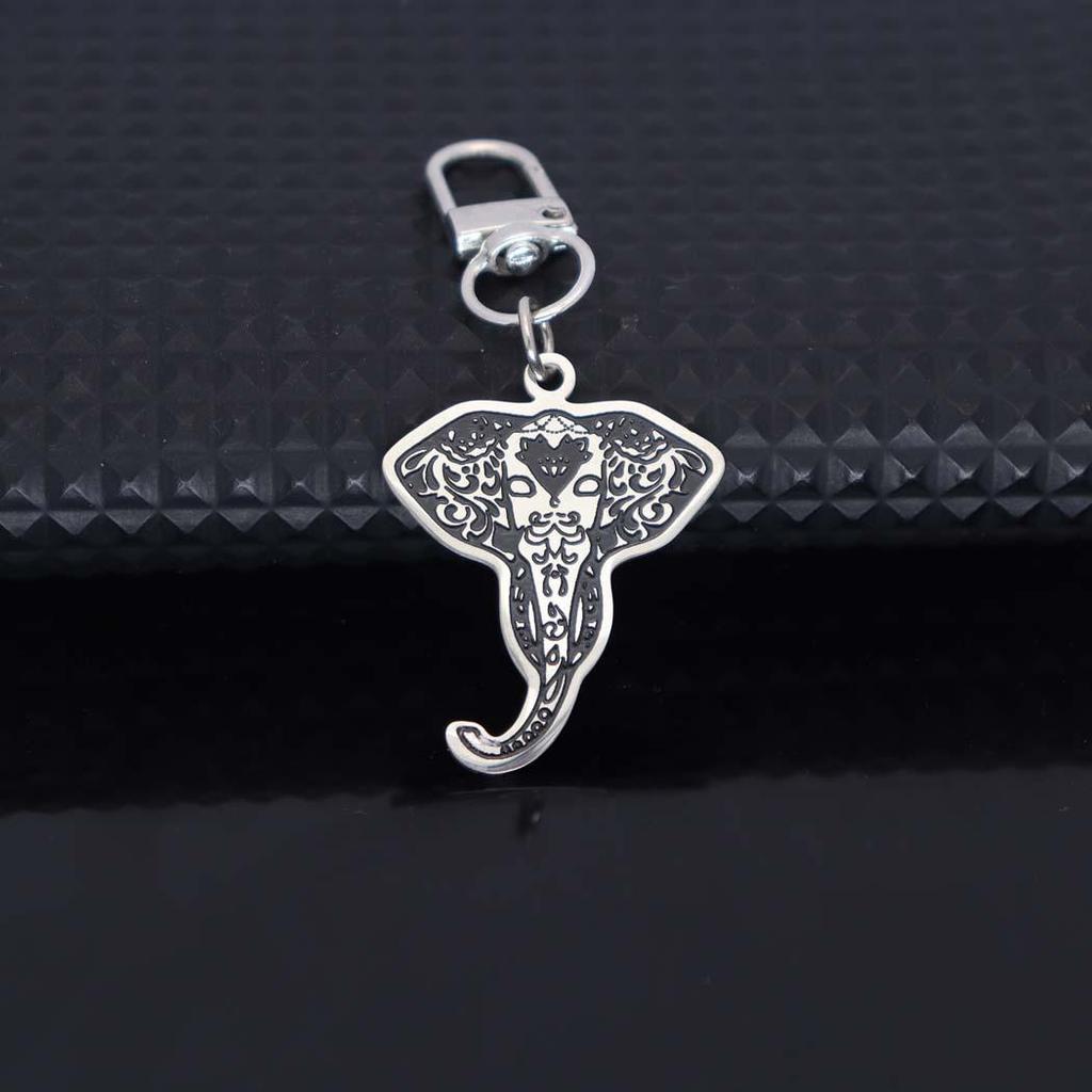 Trendy Stainless Steel Elephant Pendant Keychain - Corrosion Resistant & No Fading