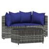 VidaXL Salon de jardin 3 pcs avec coussins Gris Résine tressée, ensemble de salon d'extérieur, ensemble de mobilier 319855