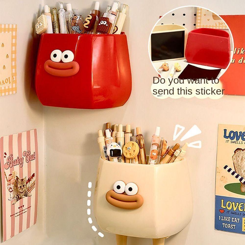 Boîte de rangement de bureau pour étudiant durable Fille de dessin animé Pot à crayons simple Nouvelles boîtes de rangement en plastique