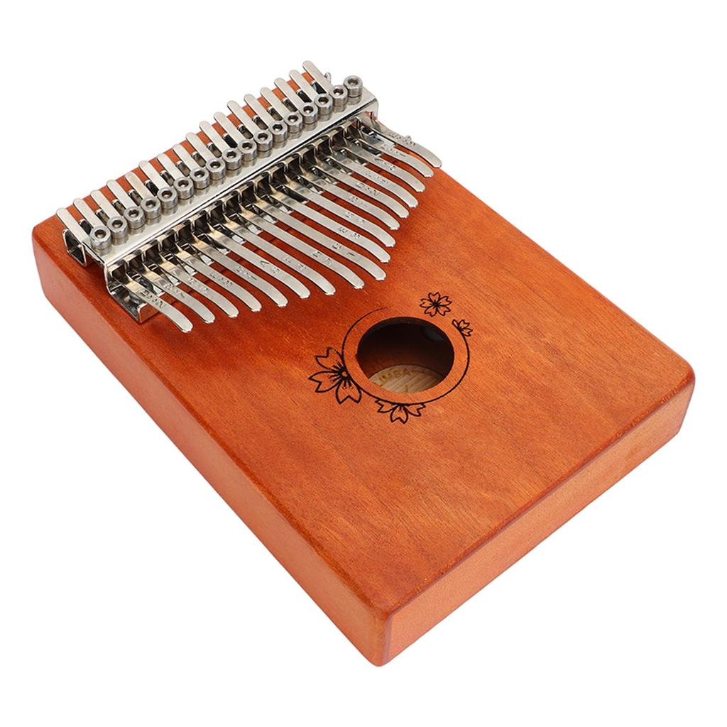 Thumb Finger Piano 17 Key Mahogany Floral Pattern Easy Playing Finger Instrument