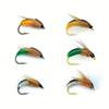 6pcs/Box 8# 10# 12# 14# Caddis Nymph Fly Fishing Lures Hand-Tied Larvae Wet Flies Ice Silk Fiber Trout Chub Fly Fishing Baits