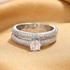 2026 Micro-inlaid Zircon Ring Personalized Women's Combination Ring Set Fashionable Light Luxury Four-claw Couple Wedding Ring Pair