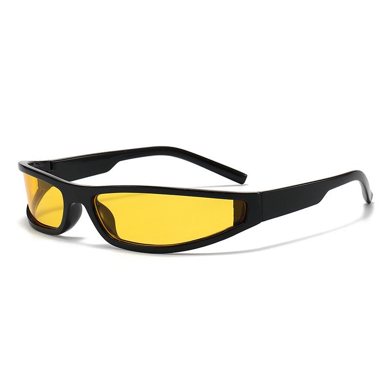 Y2K Futuristic Narrow Frame Sunglasses: Trendy Iridescent Unisex Style 2504