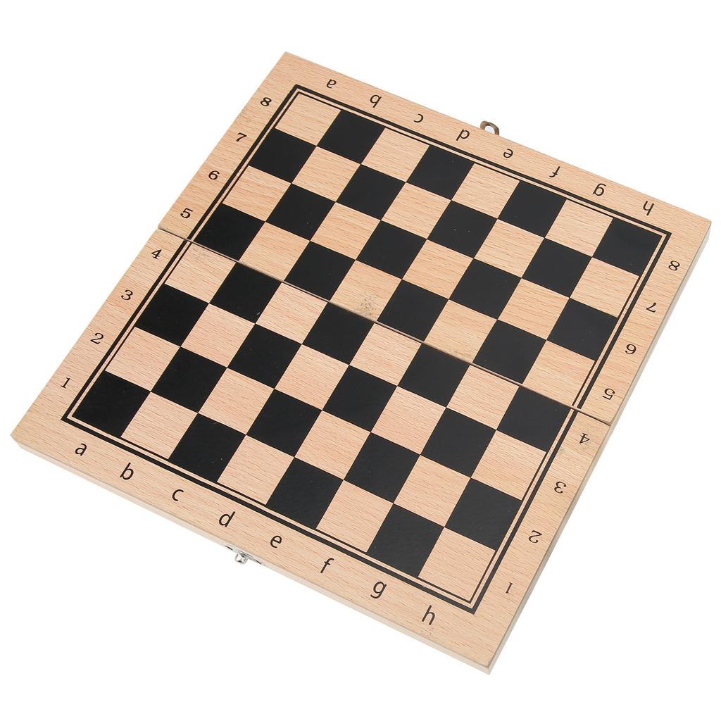 3‑In‑1 Wooden Chess Checkers Folding Portable Interactive Chess Board Toy
