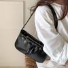 Small Square Bag Women's Leather Personalized Drawstring Decorative Handbag Niche Design Versatile Underarm Bag Women