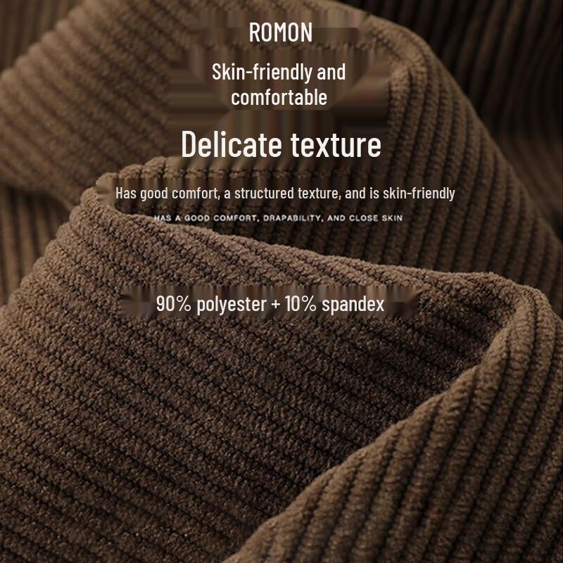 ROMON Men's Corduroy Loose Straight Casual Pants