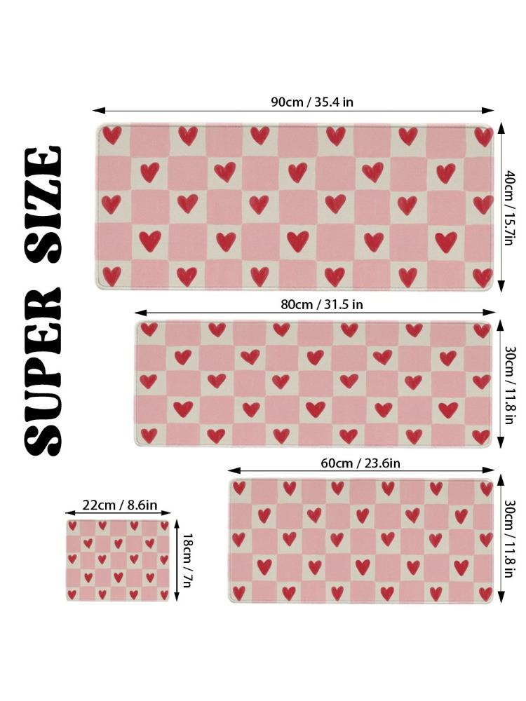 Pink Checkered Mouse Pad Large Computer Office Game Table Mat 90x40 Xxl Rubber Nonslip Stitched Edge Keyboard Mat Long Desk Pad