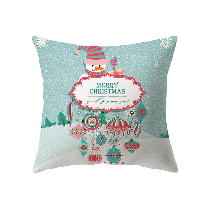 Merry Christmas Cute Santa Elk Print Pattern Cushion Cover Home Living Room Sofa Decoration Square Pillow Pillow Cover
