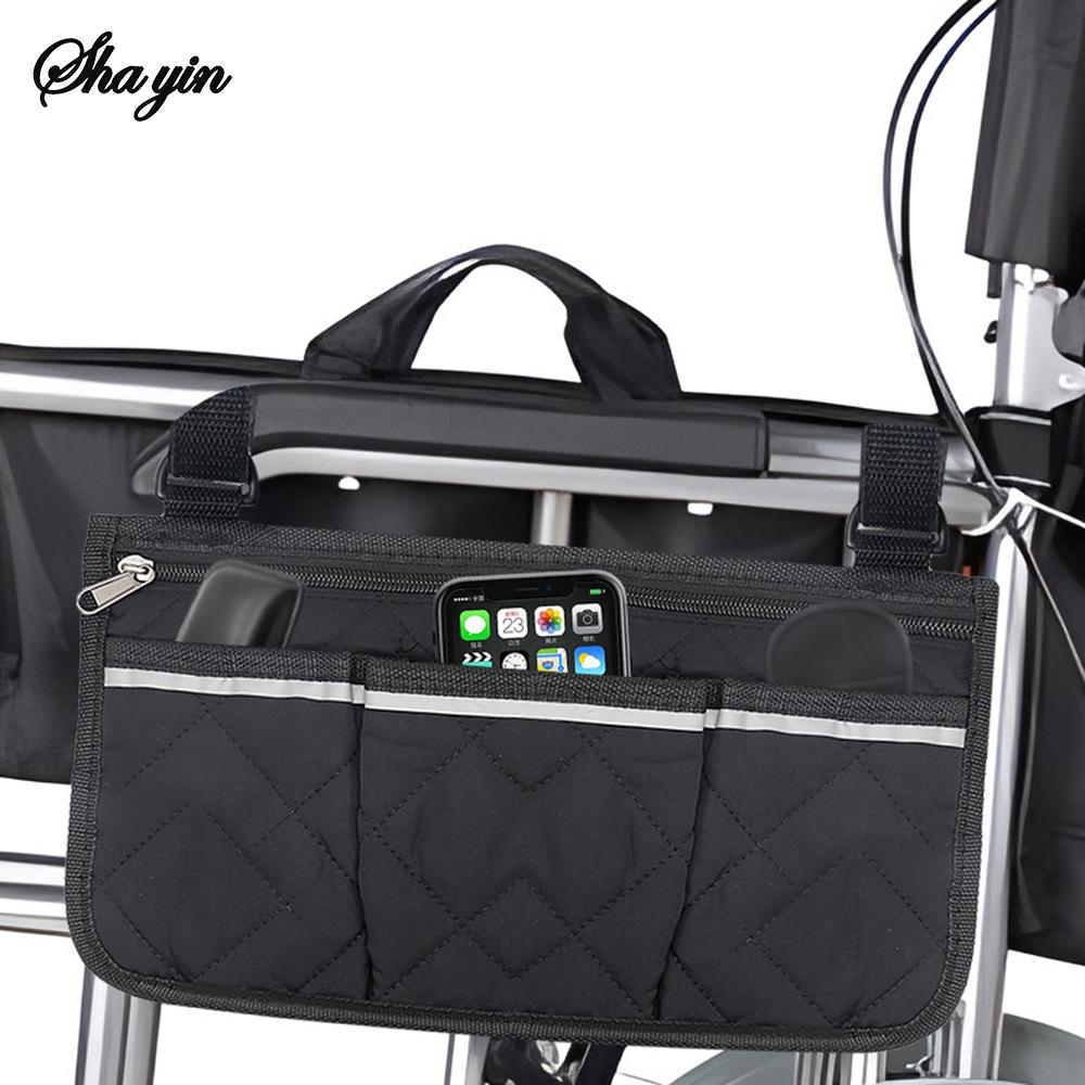 1PC Baby Stroller With A Bag That Has A Side Storage Pocket For The Wheelchair And A Reflective Storage Pouch On The Back.