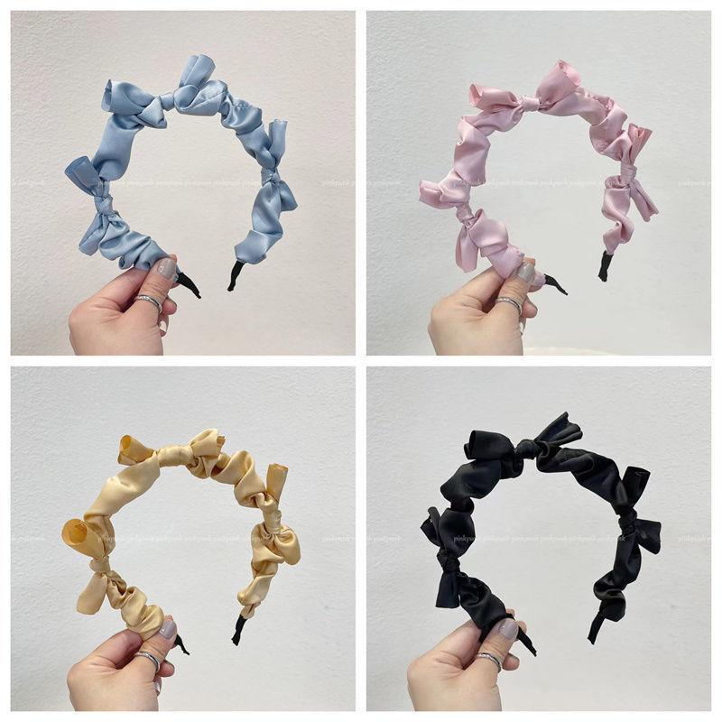 Korean version ins summer bow headband solid color sweet fabric headband wearing versatile hair accessories for women