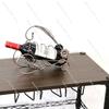 Multi-Layer Red Wine Storage Rack with Hanging Wine Glass Holders, Wooden Top Layer for Display, Elegant Wine Rack Home Bars