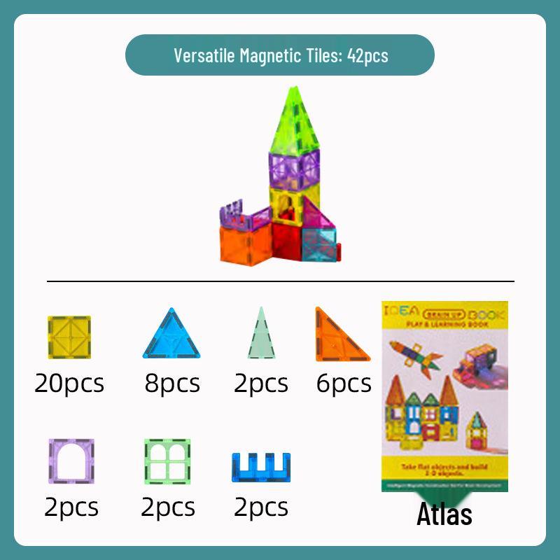 Stained Glass Magnetic Tile Set: Strong, Fun Assembly Building Blocks for Early Education Ages 3-6