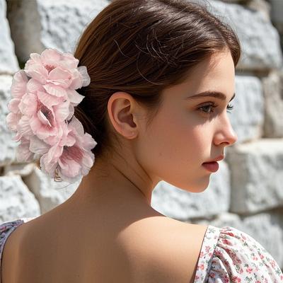 Oversized Simulation Fabric Flower Hair Clips Hairpin Fashion Hair Accessories Large Hair Claw For Women Girl