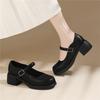 British Style Loafers Retro Uniform Single Shoes Fashion Mid Heel.cm Spring New Small Leather Shoes Black Women's Shoes