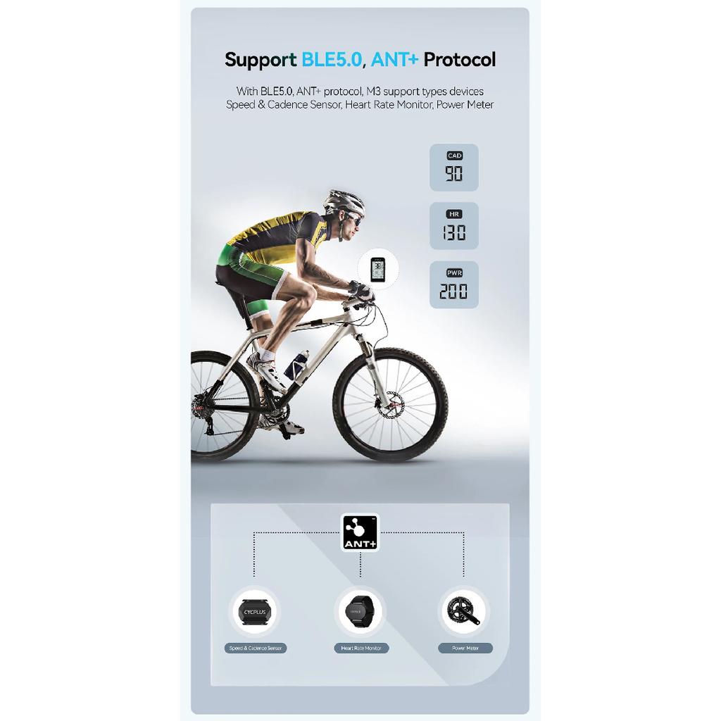CYCPLUS M3 Cycling Bike Computer GPS Bicycle Computer Wireless ANT+ BLE 5.0 Waterproof Speedometer Bikes Cyclocomputer