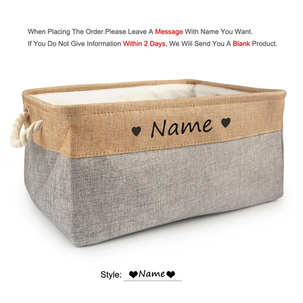 Free Custom Basket Cat Dog Toy Print Name Pet Storage Box DIY Toys Clothes Accessories Foldable Organize Customized