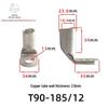 T90 Copper Tube Terminal, 90-Degree Right-Angle Bend Crimp Lug, T90-6/5 To T90-240/16 Copper Wire Lug