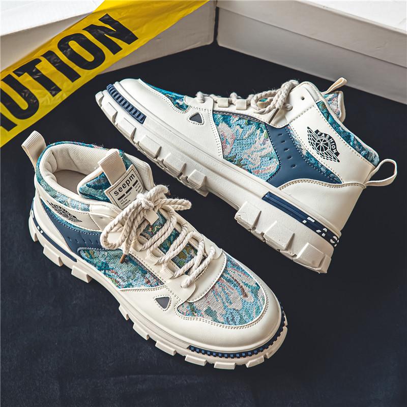 

Men s Casual and Fashionable High Top Shoes Are Comfortable and Durable for Street Wear 44 синий