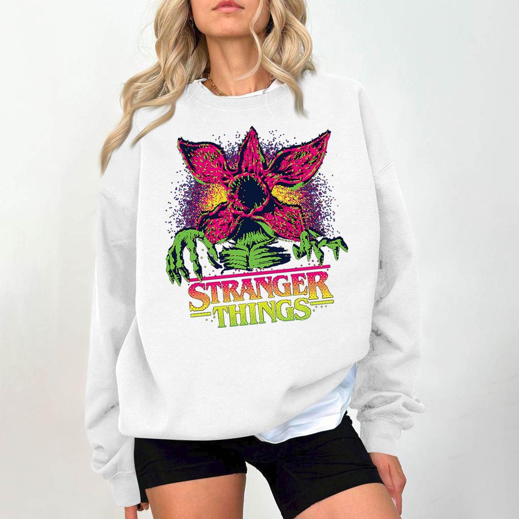 Dámská módní a ležérní mikina s dlouhým rukávem, kulatým výstřihem a potiskem