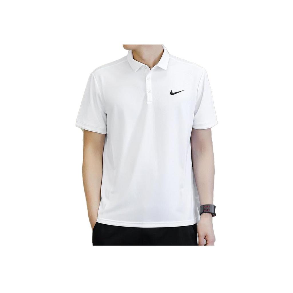 Nike Solid Color Casual Sports Short Sleeve Polo Shirt Men Tops White 830850-103