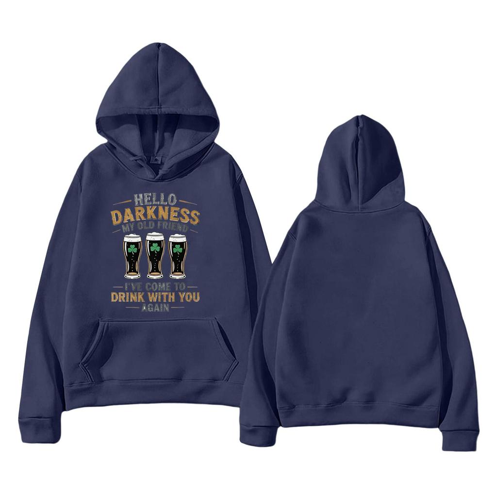 קפוצון קל משקל אופנתי יוניסקס עם שרוולים ארוכים וכיסים, מודפס