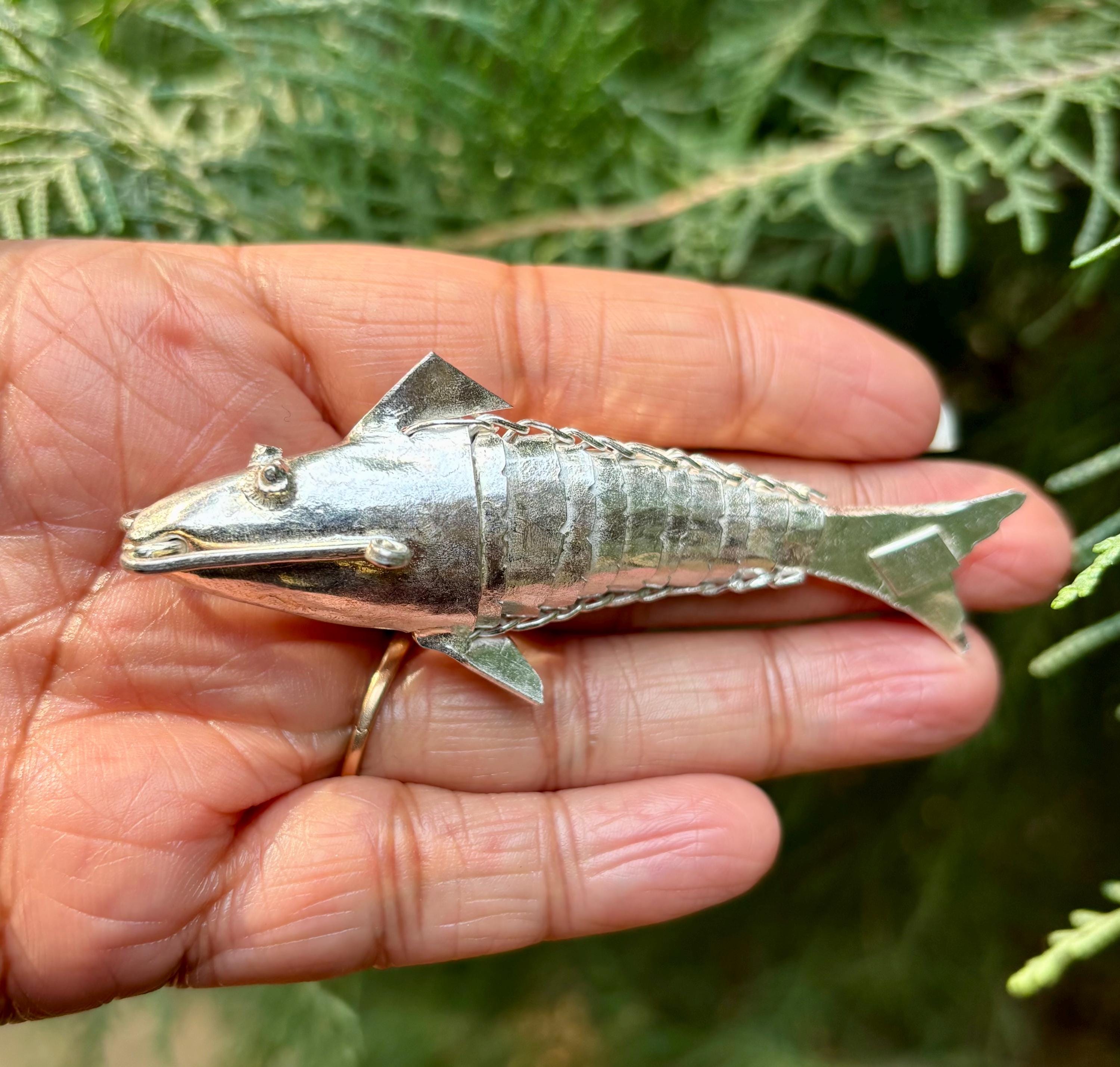 999 Silver Hindu Lord Vishnu Fish Avatar, Temple Pooja Decor, 15-16 gm One Size