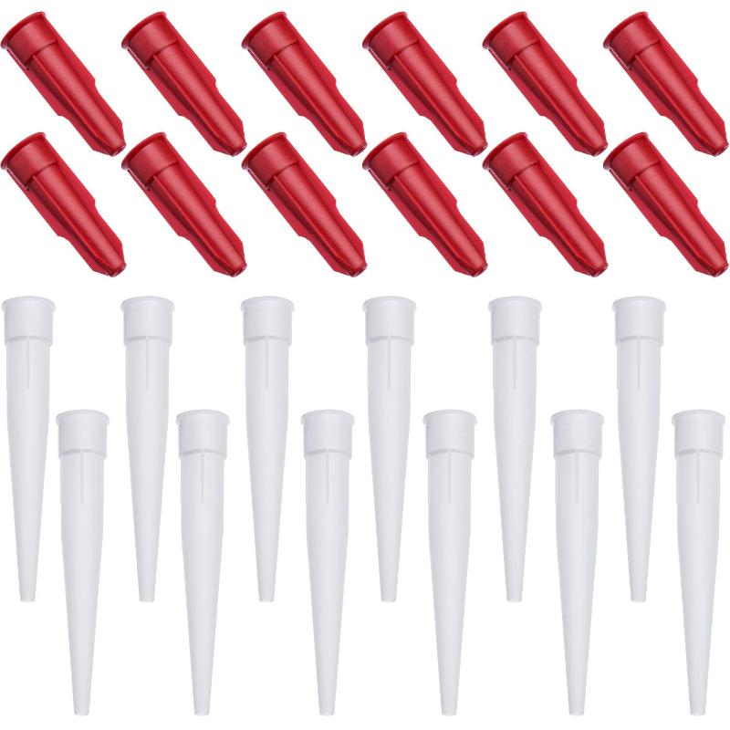 

12Pcs Spare Silicone Nozzle Sealant Tool Kit Re-Sealable Mastic Spare Nozzles Screw Cover For Caulking Pipes 12pcs