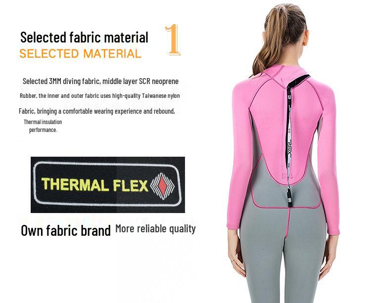 SLINX Women's 3mm Full Body Wetsuit - Long Sleeve, Long Pants, Sun Protection for Surfing and Swimming
