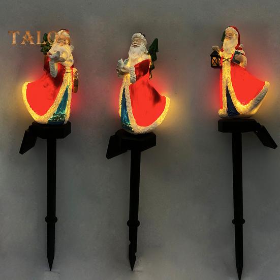 Santa Claus Solar Lights Resin Santa Figurine Waterproof Christmas Stake Light Outdoor Decor Statue Landscape LED Light for Home Yard Lawn