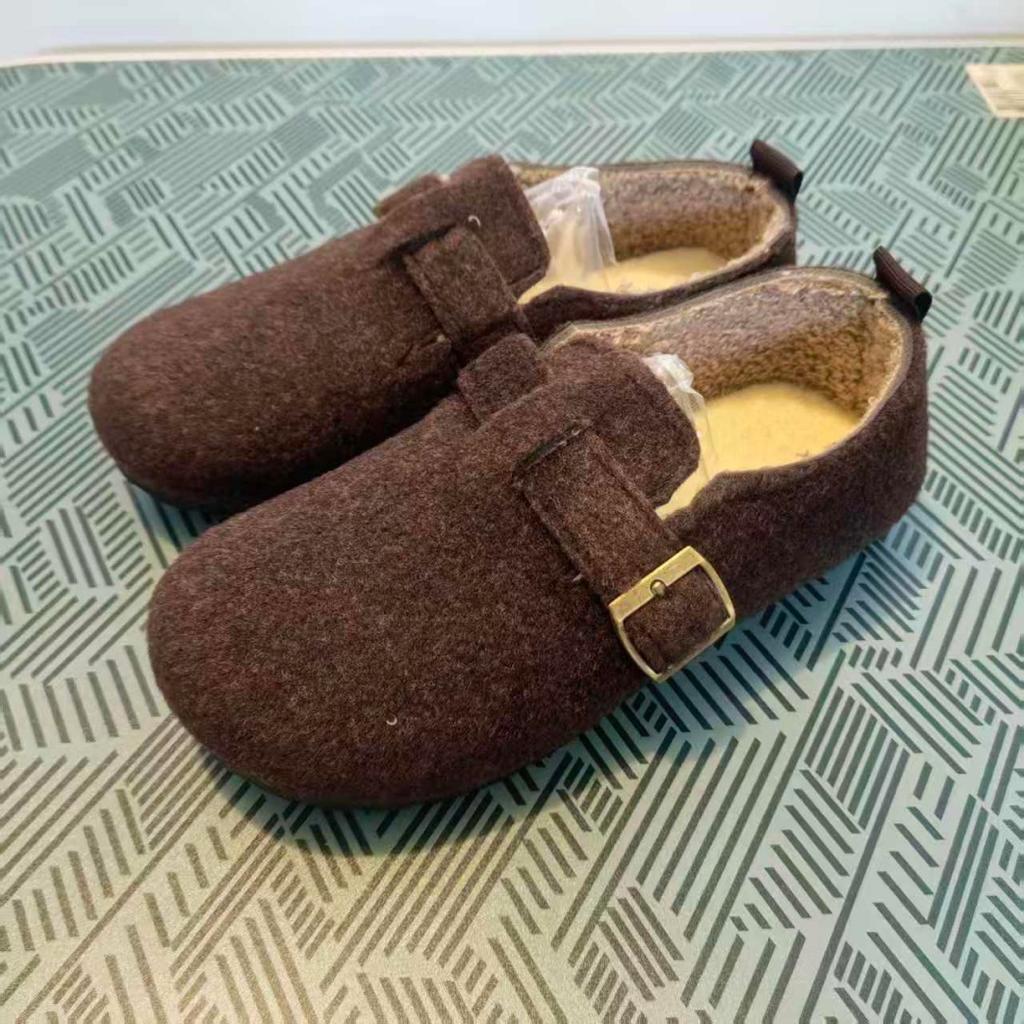 Retro gray Boken shoes women's shoes autumn and winter new velvet lazy low-top shoes cotton shoes