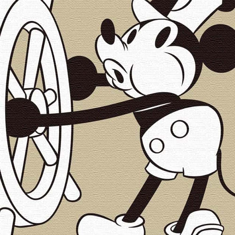 Disney Mickey Mouse Art 100cm X XL Made In Stylish Interior Living Room Beige Character Fabric Panel Panel, 100cm, Size, Japan, Poster, Decor, Decor,