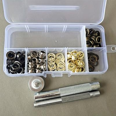 0.39 Inch Grommet Tool Kit, Preciva 120Pcs  Eyelets Sets & Extra Grinding Rod, Eyelet Tool for Leather Craft, Belts, Bags, Shoes
