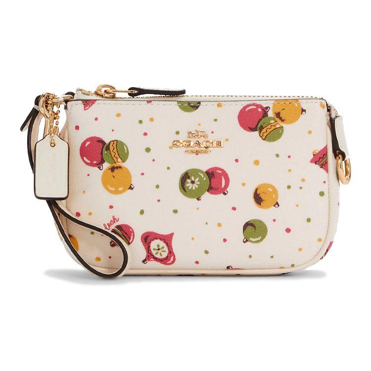 Coach Nolita 15 Fruit Print Zipper Canvas Leather Wristlet Bag Women handbags White C7404-IMCAH Basic Set (Bag+Dust Bag)