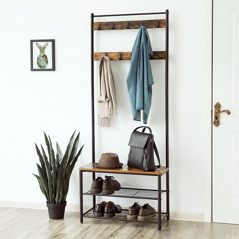 Standing Entryway Organizer: Three-Layer Shoe Rack, Clothes & Hat Holder