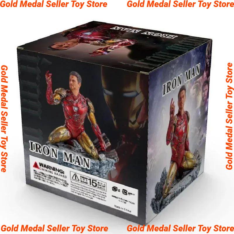 The Avengers Endgame Anime Figure Iron Man Mk85 Snap Your Model Dolls Gk Kneeling Statue Collection Decoration Birthday Toys Gif