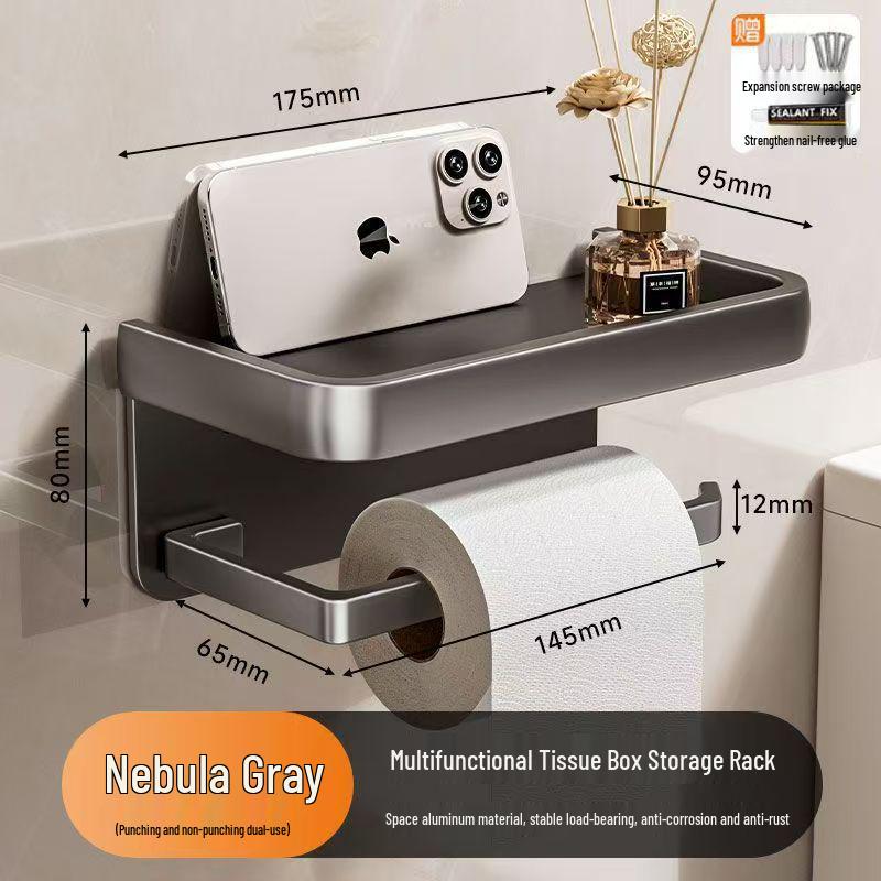 Punch-Free Bathroom Tissue and Phone Holder