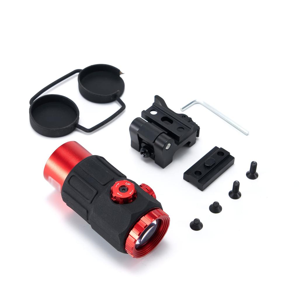EO G45 Type Magnifier, Real Engraved Replica, Black, EXPS G45 STS Mount, 5x Magnifire Booster Scope (Red)