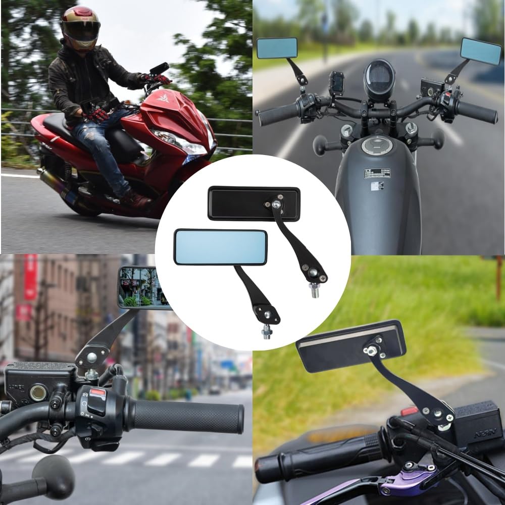 Loopunk Motorcycle Set of Wide Viewing Accident Easy for Left and Right Outdoor Sports Bikes Mirrors, 2, Square, Angle, Prevention, Installation,