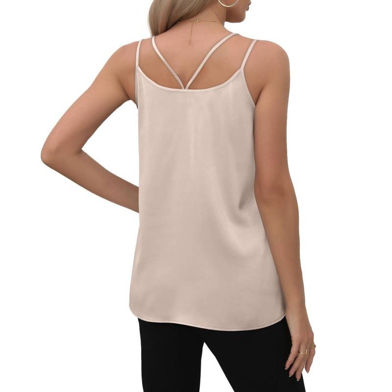 Women's New Summer Solid Color V-neck Camisole Loose T-shirt Top