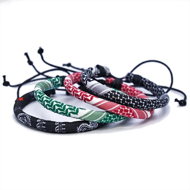 Multicolour Weave Kufiya Patterns Bracelets Handband Traditional Keffiyeh Scarf Patterns Arabic Hand Rope Jewelry Gift
