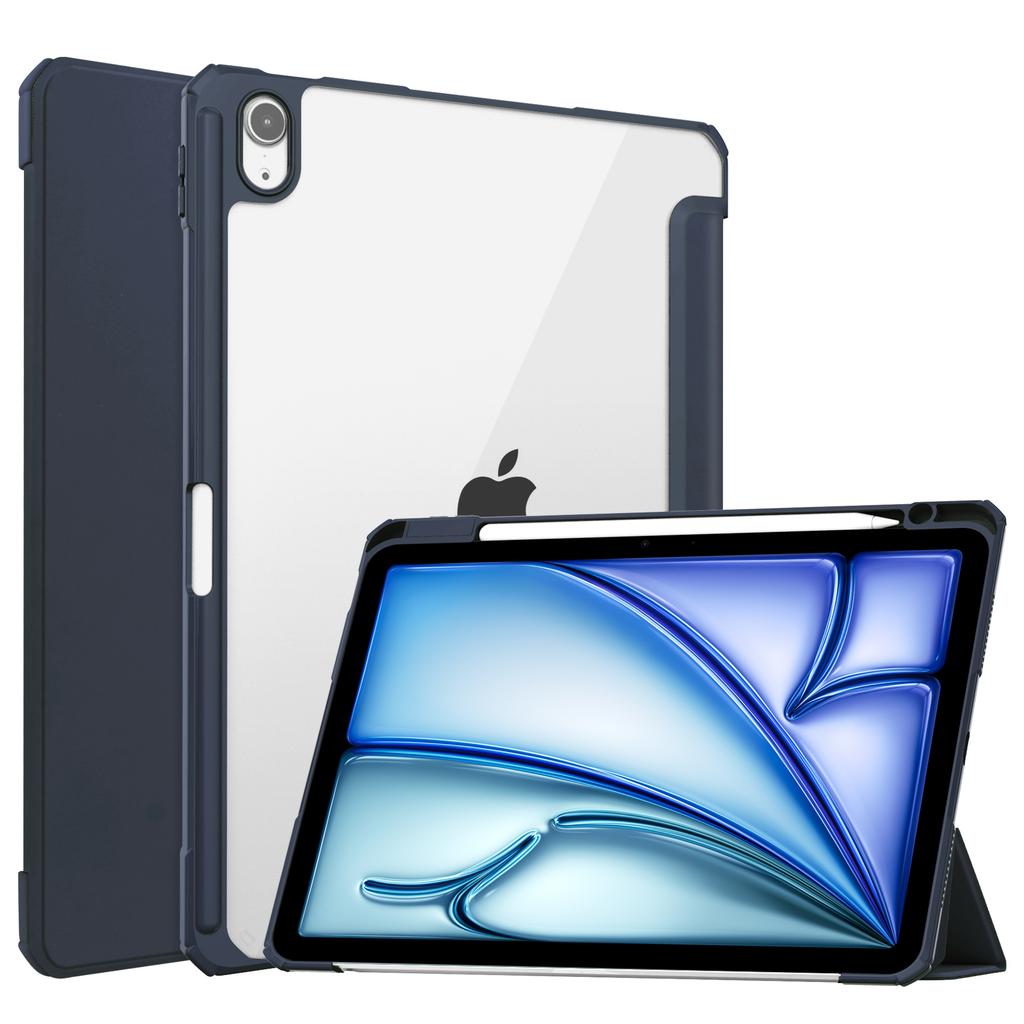 For iPad Air 11 (2025)/(2024) Case Clear Acrylic Leather Tablet Cover Support Auto Sleep/Wake