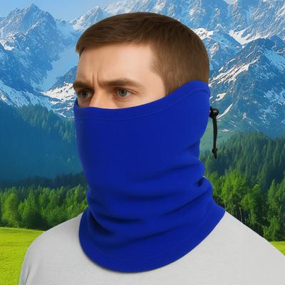 Fleece Neckerchief Scarf Solid Color Adjustable Drawstring Warm Polar Fleece Riding Face