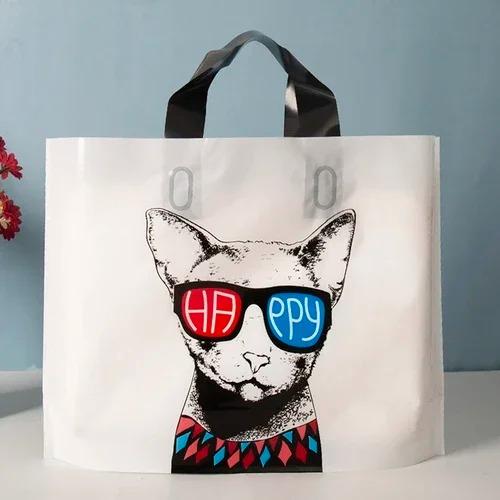 50pcs Plastic Handbag Clothing Store Shopping Packaging Gift Storage Portable Color Shop Universal Bags for Business Pocket